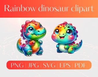 Cute Dinosaur clipart Rainbow Dinosaur SVG Dinosaur printable Dinosaur PNG PDF Dino clipart eps Dinosaur cut files Nursery decor