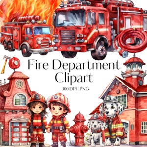 30 Departamento de bomberos clipart PNG / Estación de bomberos clipart / Bombero clipart png Camión de bomberos clipart / Chica bombero Bombero dibujos animados