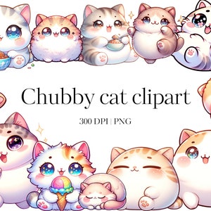21 Clipart de gato gordito Gato PNG Gatos regordetes Clipart de gato acuarela Pegatina de gato gordo Scrapbooking Diario basura Kawaii clipart de gato Amante de los gatos png