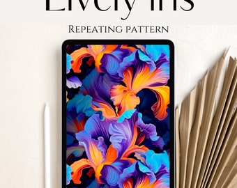 Iris Flower Seamless Pattern Fabric Prints SVG Flowers Digital Paper Flowers Background PNG Scrapbook Floral Prints HQ Floral Pattern