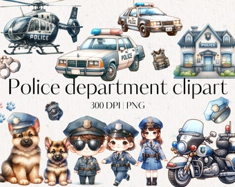23 Police Department Watercolor Clipart PNG Police clipart Police officer Police badge Police scrapbook Policeman Law enforcement HQ