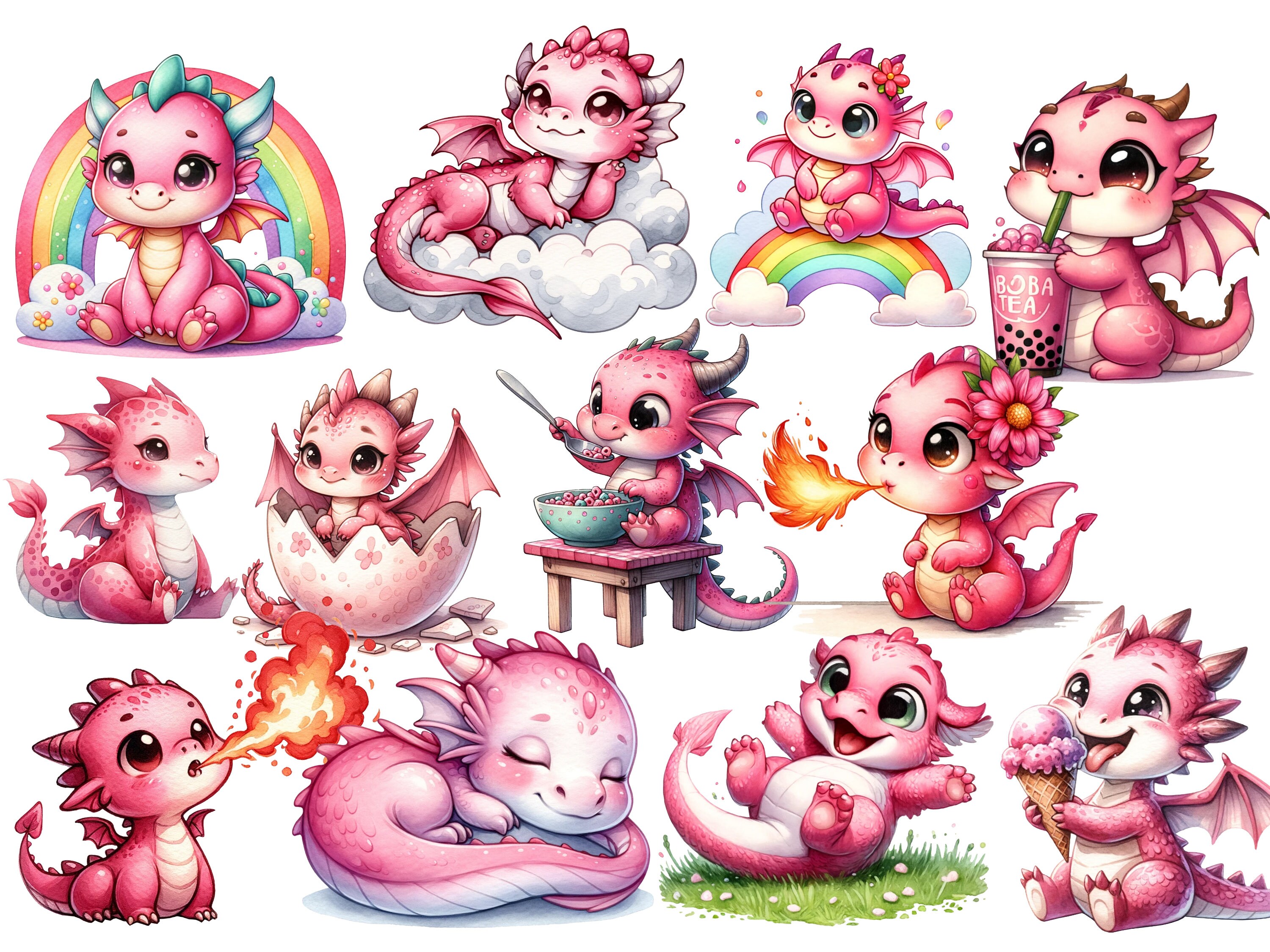 Cute Dragon Clipart - 33 Dragon PNG - Baby Dragon Png Watercolor Dragon ...