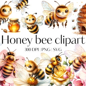25 Honey Bee clipart Bee clipart bezige bij schattige bijenkorf clipart Bee PNG Bee SVG honing kam tuin clipart Bee uitnodiging clipart