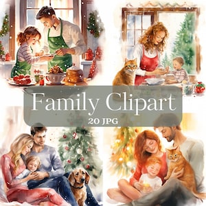 20 Aquarell Weihnachten Familie Clipart hohe Qualität JPGs Clipart Bundle Familientreffen Card Making, Digital Paper Craft, Scrapbooking
