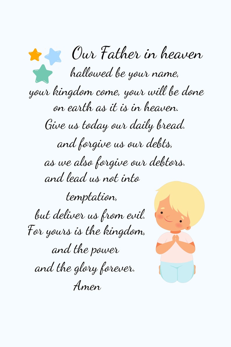The Lord's Prayer Nursery Prayer Nursery Wall Art Kid Etsy
