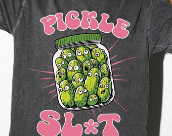 Lustiges Gurken Schlampen T-Shirt, Retro Glas Grafik Tee, sarkastisches Essen Liebhaber Geschenk
