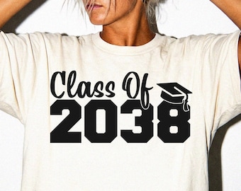 Class of 2038 Graduation Shirt, Grow With Me Handprint Tee, School Journey Keepsake