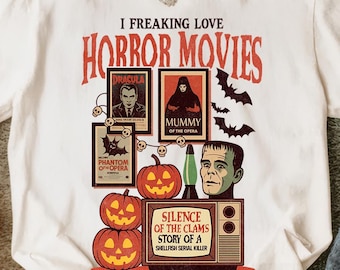 Retro Horror Film Shirt: Komfort Farben Halloween T-Shirt