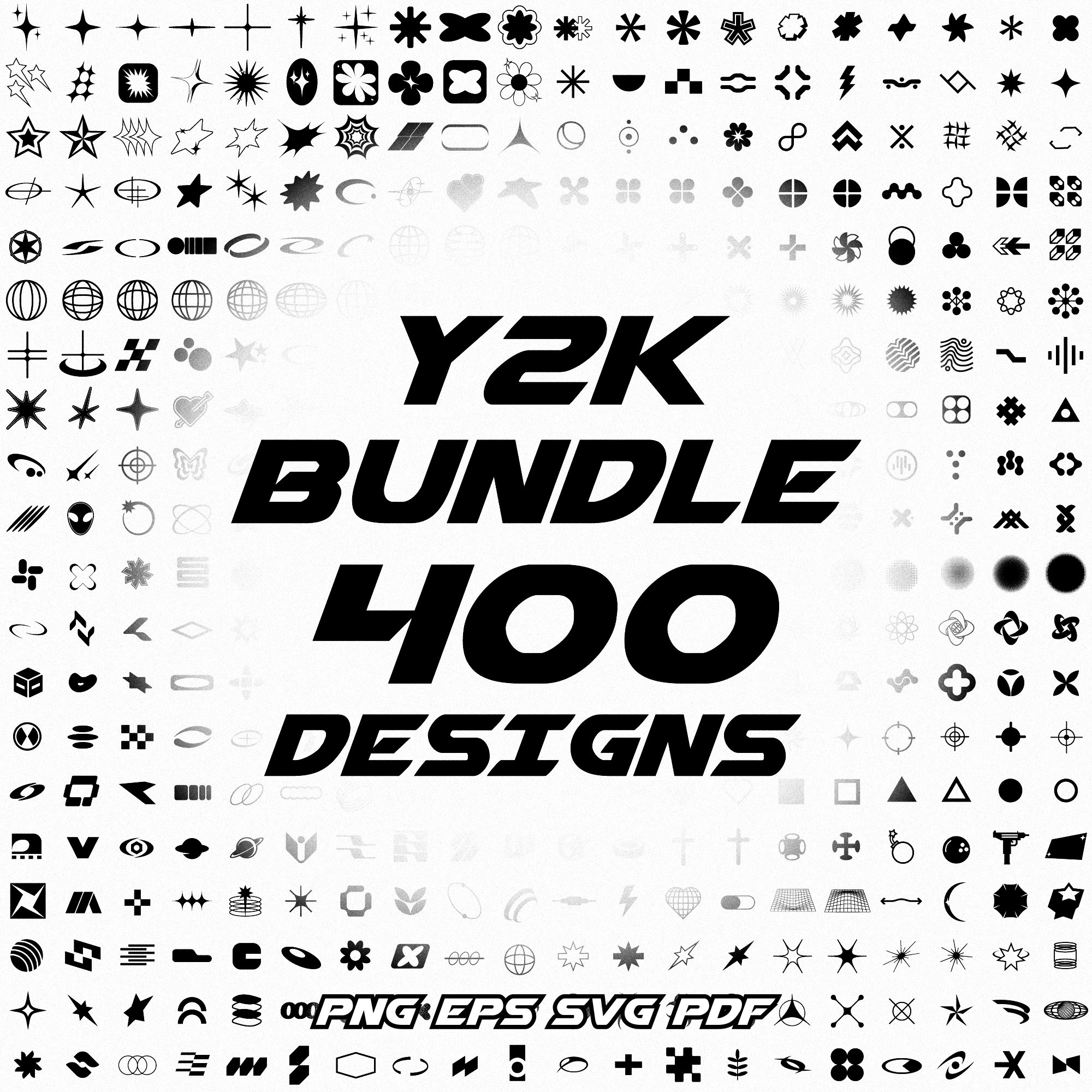 Y2K Shapes Bundle 400 Unique Icons & Shapes Y2K Vector Y2K - Etsy