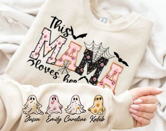 Personalized Mama Halloween Sweatshirt: Ghost Family, Custom Mom Gift