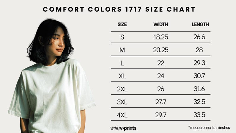 The image is a size chart for a t-shirt, showing the different sizes available in centimeters. The chart includes a woman's image, who is wearing a white t-shirt, and the sizes listed are S, M, L, XL, 2XL, 3XL, and 4XL.