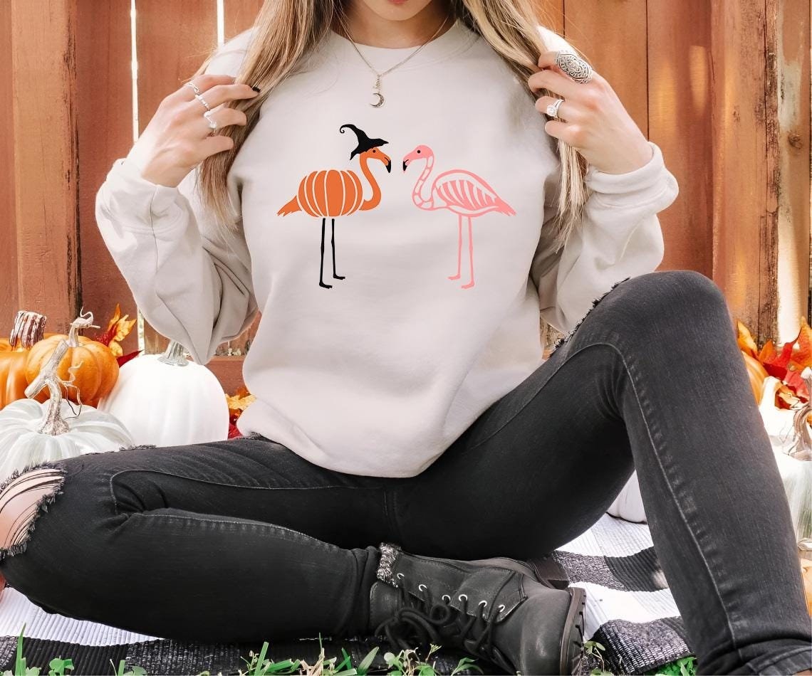 Flamingo Halloween Sweatshirt: Spooky Season Crewneck