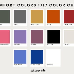 The image is a color chart displaying various colors, including shades of green, grey, mustard, yam, and pink.