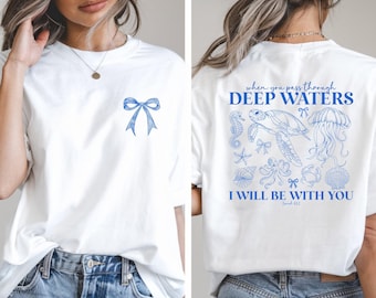 Comfort Colors Christian T-Shirt, Isaiah 43:2, Summer Sea Life