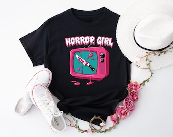 Horror Girl Shirt: Spooky Halloween Tee for Women