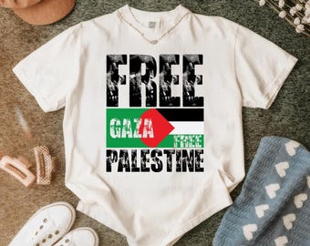Free Palestine Comfort Colors Shirt: Gaza Flag, Soft Cotton Tee