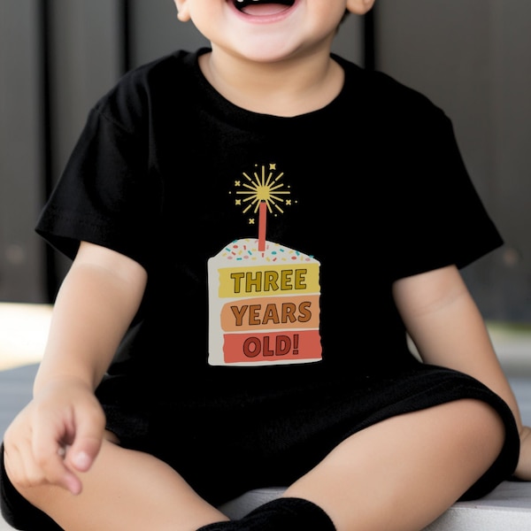 3 Years Old Boy Birthday Party Shirt 3rd Birthday Outfit Sweets Shirt Cake T-Shirt Trendy Toddler Tee Third BDay Girl Boy Kid Gift I'm Three