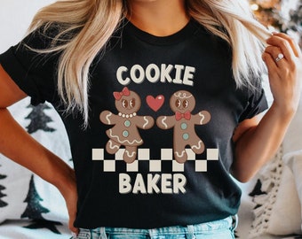 Gingerbread Christmas Shirt Cookie Baker Shirt Funny Holiday T-Shirt xmas Pajamas His and Hers PJs Baking Tees Unique Wife Gift Ginger Bread