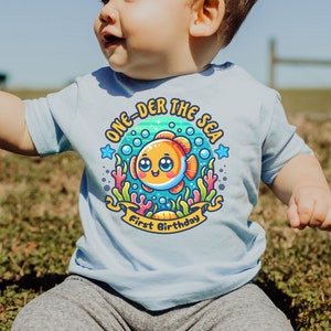 ONEder the Sea Birthday Party Ocean Birthday Shirts Under The Sea T-Shirts Sea Animal Theme 1st Birthday Outfit Baby Boy Girl Mama Daddy Tee