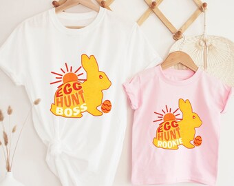 Easter Matching Shirts, Mommy and Me Set, Funny Bunny Shirt, Easter Egg Hunt Dad Baby Matching Tee, Easter Day Sibling Outfit, Trendy Family