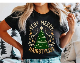 Christmas Tree Shirt For Hairstylist, Hairdresser Christmas Shirt, Holiday Apparel, Hairstylist Gift, xmas Party Shirt, Cosmetologist Shirt
