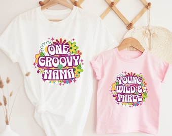 Groovy Matching Family Birthday Shirts Young Wild and Three 3rd Birthday Mommy and Me Outfits