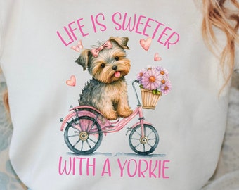 Sudadera de perro Yorkie para personas de perros, ropa de Yorkie para ella, ropa de primavera, idea única de regalo del día de la madre para mamá, regalo de cumpleaños de esposa