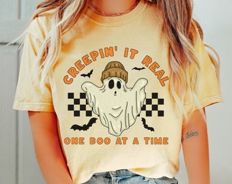 Retro Ghost Shirt, Creeping It Real, Fall Ghost Shirt, Retro Halloween Comfort Colors Shirt, Vintage Ghost, Spooky Season Shirt, Retro Fall