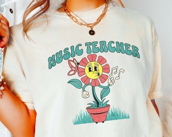 Music Teacher Shirt, Comfort Colors Retro Teacher Shirt, Back to School Tee Shirt, First Day Of School, Music Teacher Gift, Piano Teacher