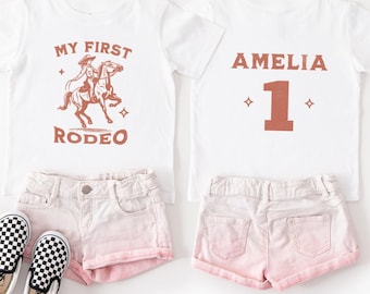 First Rodeo Birthday Girl Outfit Cowgirl 1st Birthday Shirt My 1st Rodeo Party Western First Birthday Shirt Personalized Baby Girl BDay Gift
