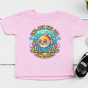 ONEder the Sea First Birthday Shirt Ocean Birthday Tee Mermaid BDay Under The Sea T-Shirt Sea Animal Theme 1st Birthday Outfit Baby Boy Girl