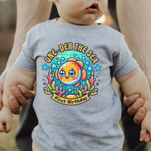 ONEder the Sea First Birthday Shirt Ocean Birthday Tee Mermaid BDay Under The Sea T-Shirt Sea Animal Theme 1st Birthday Outfit Baby Boy Girl