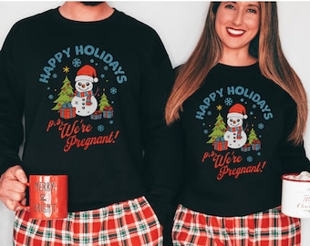 Christmas Couples Pregnancy Announcement Sweatshirt, Funny Baby Reveal Shirts, Holiday Sweater, Cute xmas Matching Couple Pajama, Pregnant