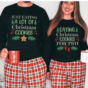 Couples Christmas Pregnancy Announcement Sweatshirts Matching Baby Reveal Sweater Holiday Maternity Clothes Expectant Mom Gift Couple Pajama