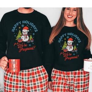 Christmas Couples Pregnancy Announcement Sweatshirt, Funny Baby Reveal Shirts, Holiday Sweater, Cute xmas Matching Couple Pajama, Pregnant