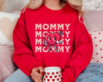 Valentines Day Mommy Sweatshirt, Vday Sweater, Mama Valentine Shirt, Hearts Sweater, Valentines Clothes, Cupid Shirt, Gift For Mom, Pajamas