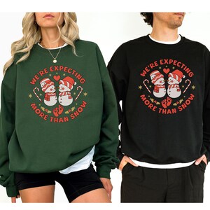 Christmas Pregnancy Announcement Sweatshirts Holiday Baby Reveal Sweater Winter Maternity Clothes Matching Couple Pajama We&#39;re Expecting PJs