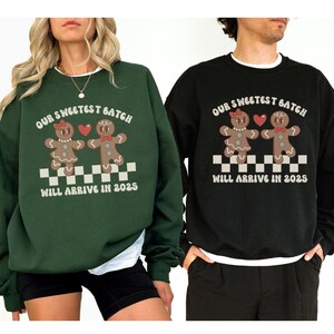 Matching Couples Christmas Pregnancy Announcement Sweatshirt December Baby Reveal Sweater Couple Pajama Expecting Mom Gift Maternity Clothes