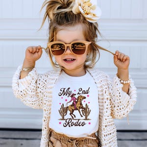 2nd Birthday Girl Shirt My 2nd Rodeo Party TShirt Cowgirl Themed 2 Years Old Birthday Second Rodeo Outfit Western Horse Shirt Toddler Gifts image 1