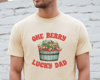 Strawberry Shirt, One Lucky Dad Shirt, Dad TShirt, Strawberry Birthday, 1st Birthday Shirt Dad, Berry Sweet Birthday Party Shirt, Summer Tee