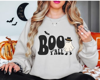 Western Halloween Sweatshirt, Boo Y'all, Cowgirl Halloween Sweatshirt, Cute Fall Sweatshirt, Spooky Season, Ghost Sweatshirt, Retro Fall