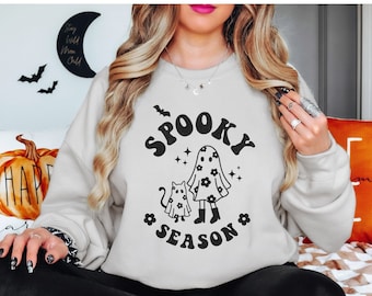 Spooky Season Ghost Sweatshirt, Retro Halloween Sweatshirt, Cute Fall Sweatshirt, Vintage Ghost, October Sweatshirt, Cute Ghost Shirt, Fall