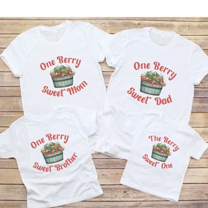 Matching Birthday Shirts Berry Sweet One Family Party T-Shirts Berry 1st Birthday Outfit Strawberry Theme Baby Girl First BDay Tee Mom Dad