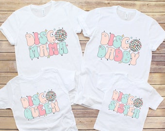 Disco Birthday Matching Family Shirts Disco Party Outfits Disco Queen Shirt Disco Ball Party Retro Groovy Hippie Mommy and Me Matching Tees