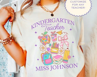 Teacher Back To School Shirt Comfort Colors Custom Kindergarten TShirt New Teacher Gift First Day Of School Personalized Elementary Team Tee
