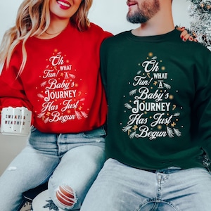 Couples Christmas Pregnancy Announcement Sweatshirt, Funny Pregnancy Reveal Shirts, Baby Announcement Sweaters, xmas Matching Couple Pajamas