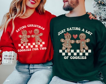 Couples Matching Christmas Pregnancy Announcement Sweatshirts, We&#39;re Pregnant, Couple Pajama, Gingerbread Sweater, Maternity Clothes, xmas
