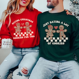 Couples Matching Christmas Pregnancy Announcement Sweatshirts, We&#39;re Pregnant, Couple Pajama, Gingerbread Sweater, Maternity Clothes, xmas
