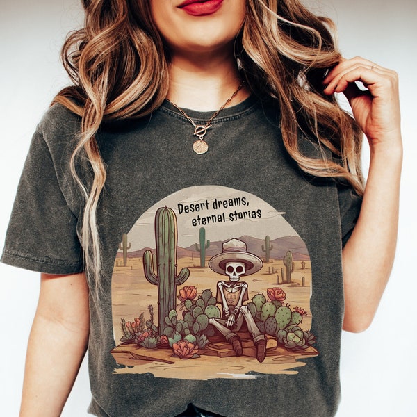 Western Comfort Colors Tee, Skeleton Cowboy Tee, Desert Shirt, Boho Western, Retro Desert, Country Tee, Skeleton Shirt, Western Graphic Tee