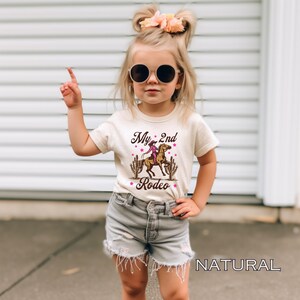 2nd Birthday Girl Shirt My 2nd Rodeo Party TShirt Cowgirl Themed 2 Years Old Birthday Second Rodeo Outfit Western Horse Shirt Toddler Gifts image 5